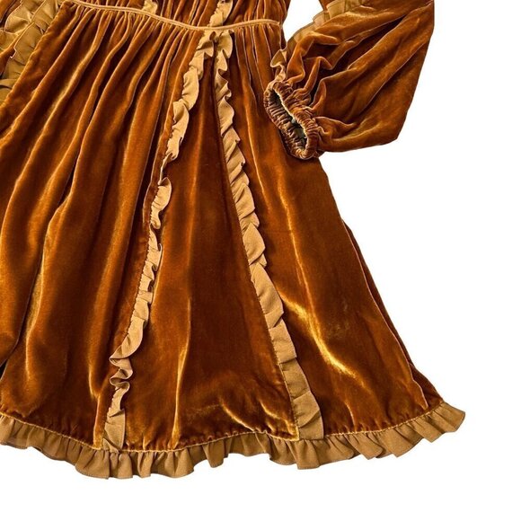 Ulla Johnson Erika Dress, in Sandstone,‎  Velvet Ruffle Trim,  Size 0, NWT - Picture 11 of 16